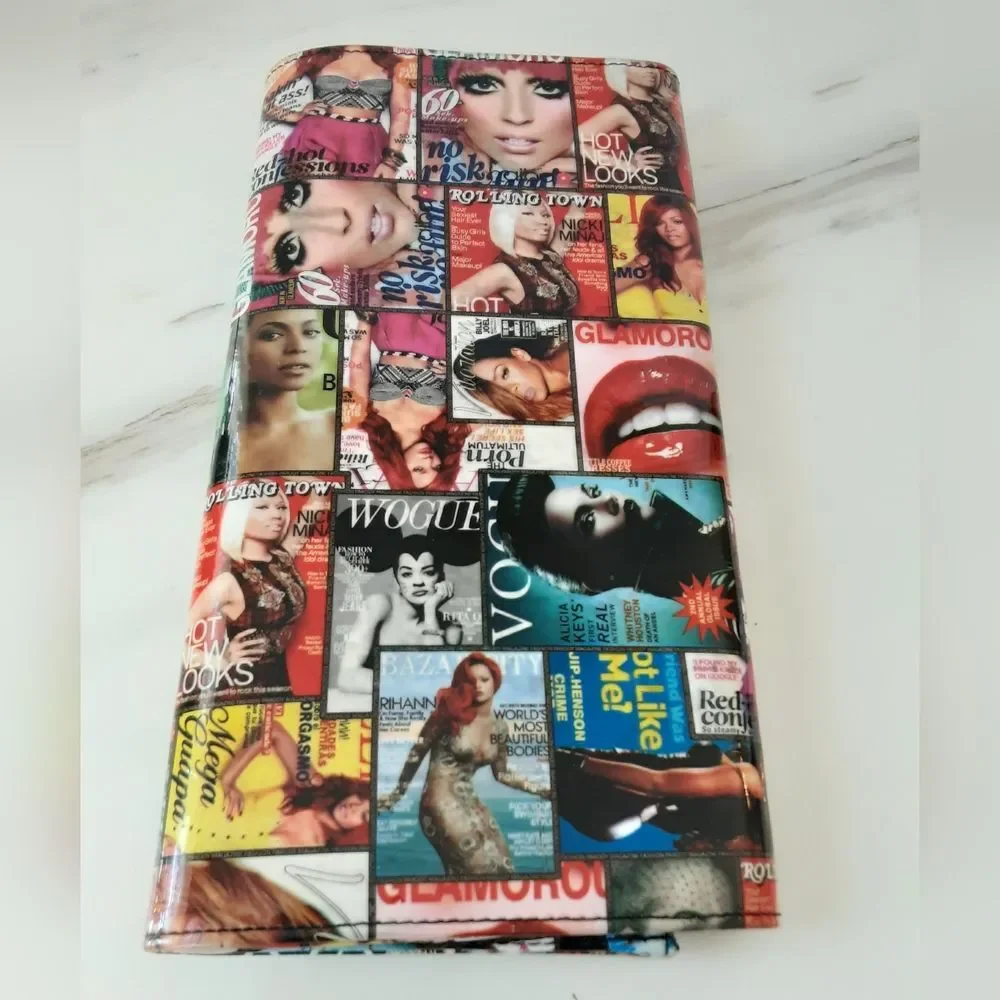 Celebrity High Fashion Magazine Cover Vinyl Envelope Clutch Crossbody - …